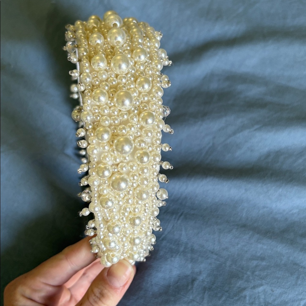 Pearl Beaded Statement Headband - Ivory - Picture 2 of 3